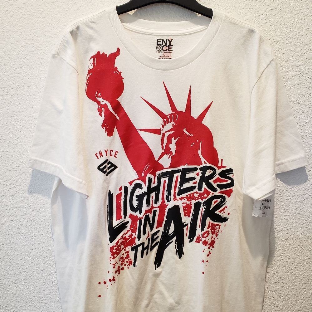 ENYCE Men's Statue of Liberty Midweight Cotton T-Shirt sz L White/Red